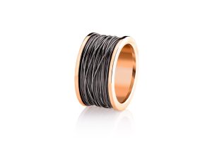Ring-Rose gold coil with black rodium wire