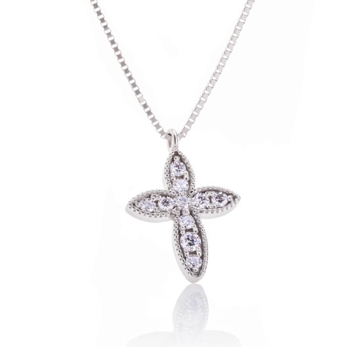 Diamind white gold necklace with a cross