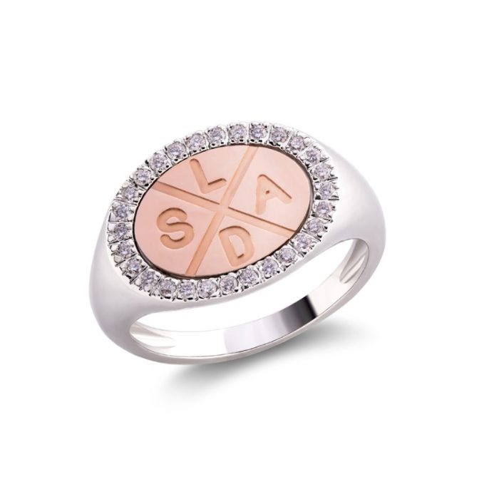 Statement Family ring with diamonds 