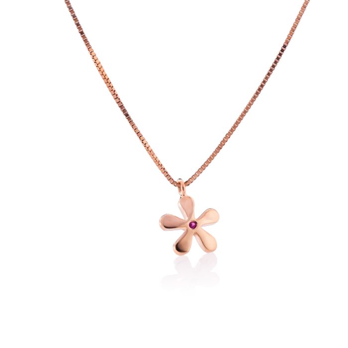 Ogrlica- Roze cvetić sa rubinom