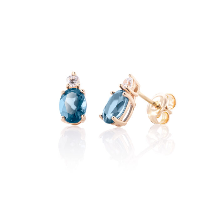 Minđuše sa London plavim topazom i dijamantom