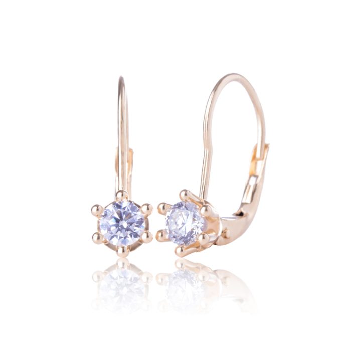 Minđuše sa jednim cirkonom na ruskoj kopči