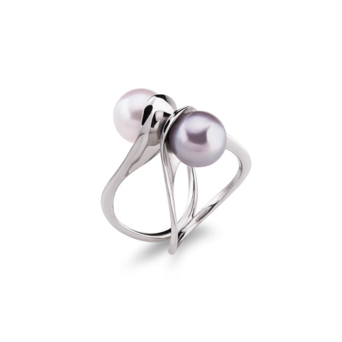 Moderan zlatni prsten sa dva bisera