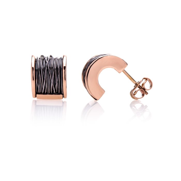 Minđuše- Kalem od roze zlata sa crnim rodijumom