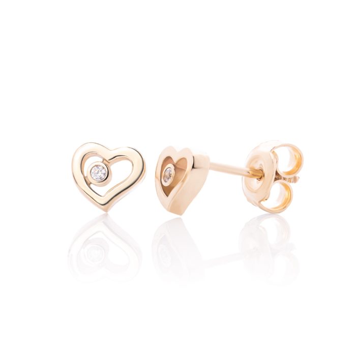 Minđuše - Zlatno srce sa cirkonom