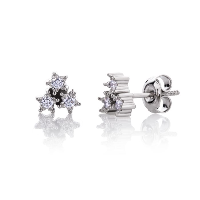 Minđuše - Tri zvezde sa dijamantima