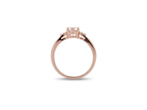 Prsten sa cushion cut morganitom i dijamantima - Slika 2