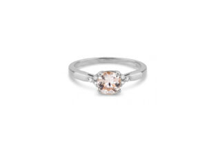 Prsten sa cushion cut morganitom i dijamantima - Slika 5