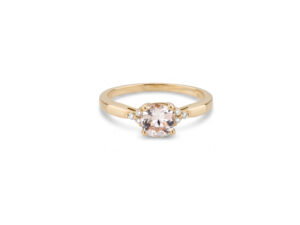 Prsten sa cushion cut morganitom i dijamantima - Slika 3