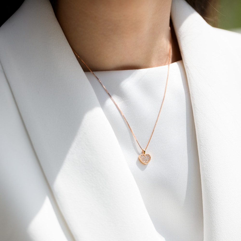 Zlatna ogrlica - Diskretno srce sa cirkonima - Slika 2