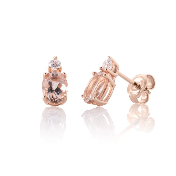 Zlatne minđuše sa dijamantom i morganitom