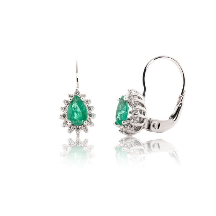 Zlatne minđuše sa smaragdom i dijamantima