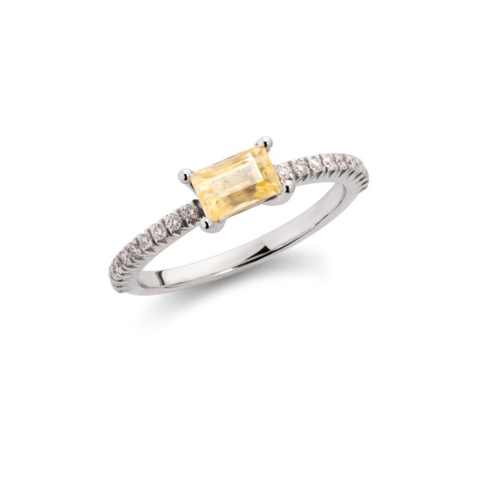 Prsten sa žutim safirom i dijamantima