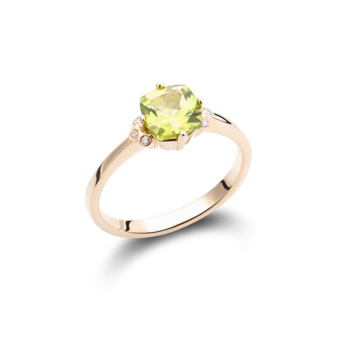 Prsten sa peridotom i dijamantima