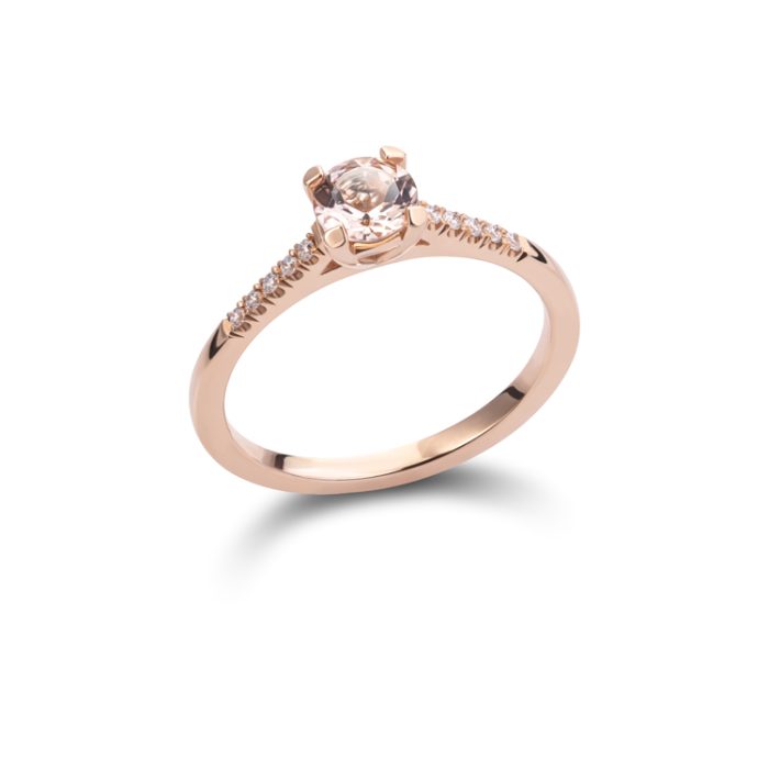 Prsten sa dijamantima i morganitom