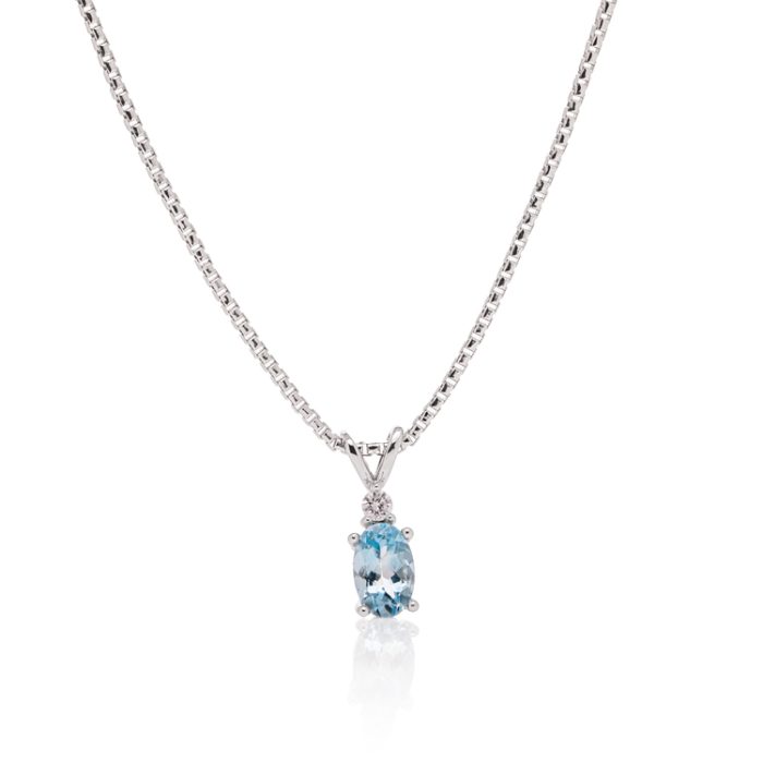 Zlatna ogrlica sa akvamarinom i dijamantom