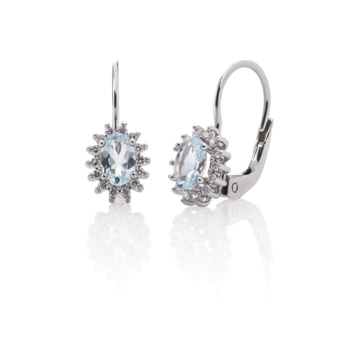 Minđuše sa ovalnim akvamarinom i dijamantima