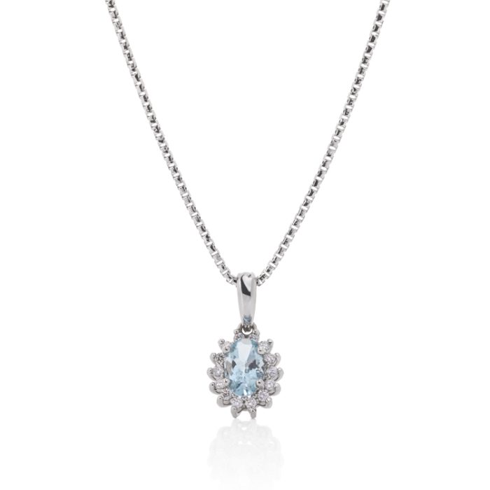 Ogrlica sa ovalnim akvamarinom i dijamantima