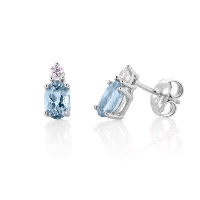 Minđuše sa akvamarinom i dijamantom