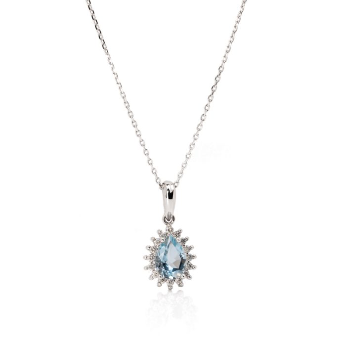 Raskošna ogrlica sa pear shape akvamarinom i dijamantima