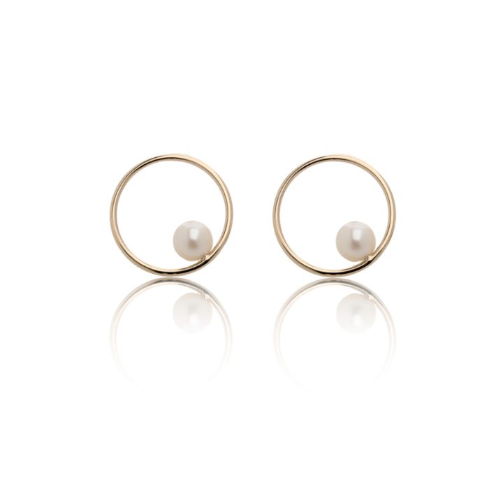 Minđuše zlatni krug sa biserom