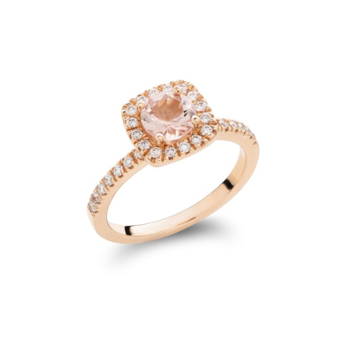 Romantičan prsten sa morganitom i dijamantima