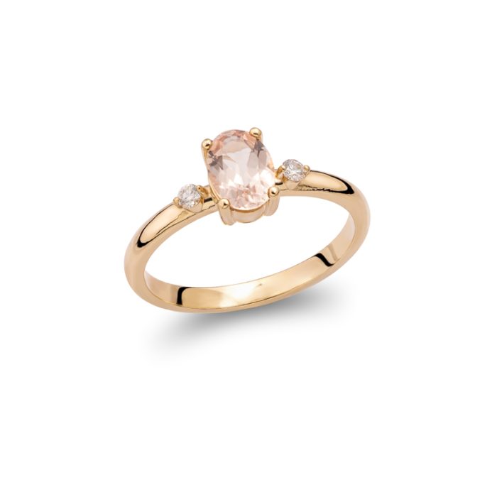 Prsten sa ovalnim morganitom i dijamantima