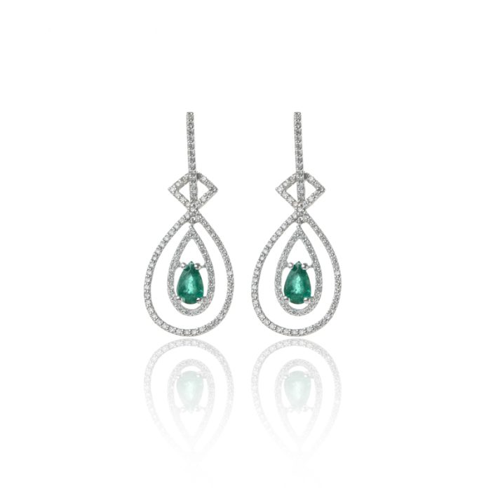 Minđuše sa 0,52ct dijamantima i 0,66ct smaragdima