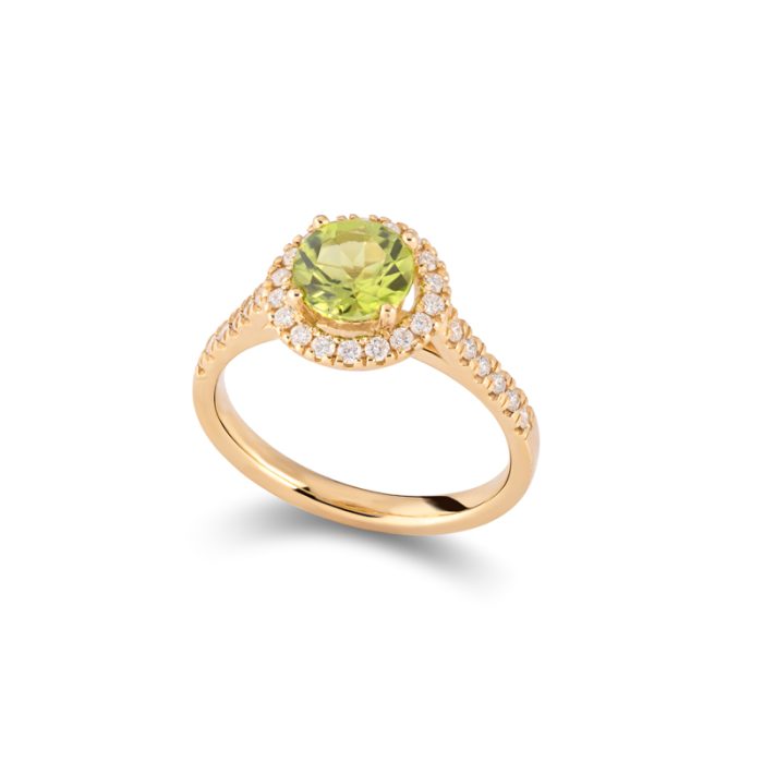 Raskošan prsten sa peridotom i dijamantima