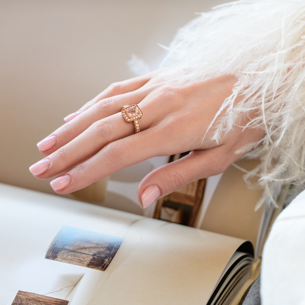 Dijamantski prsten sa 1,4 ct morganitom - Image 2