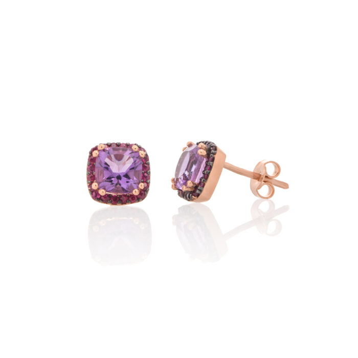 Minđuše sa ametistom i rubinima