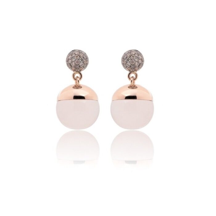 Gioelliamo minđuše sa braon dijamantima i roze kvarcom