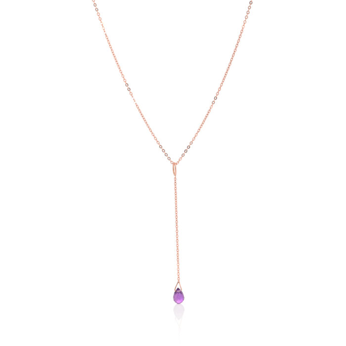Viseća ogrlica sa ametistom, birthstone za februar