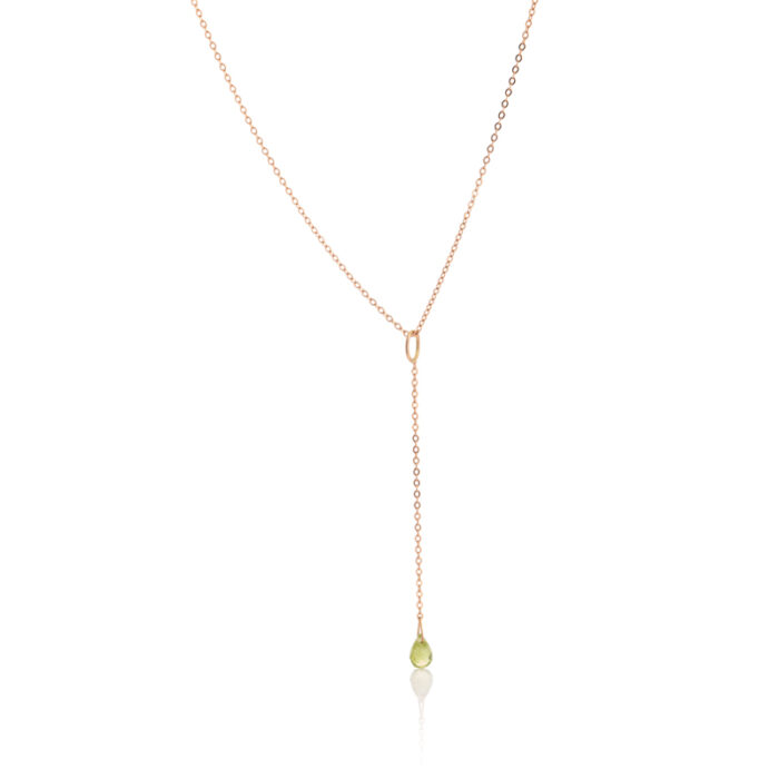Viseća ogrlica sa peridotom, birthstone za avgust