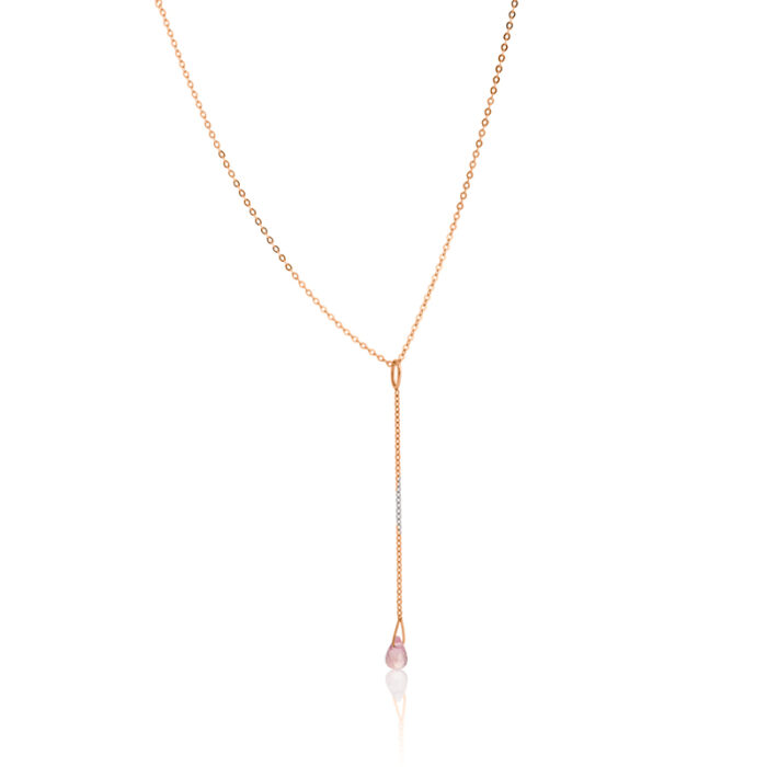 Viseća ogrlica sa pink turmalinom, birthstone za oktobar