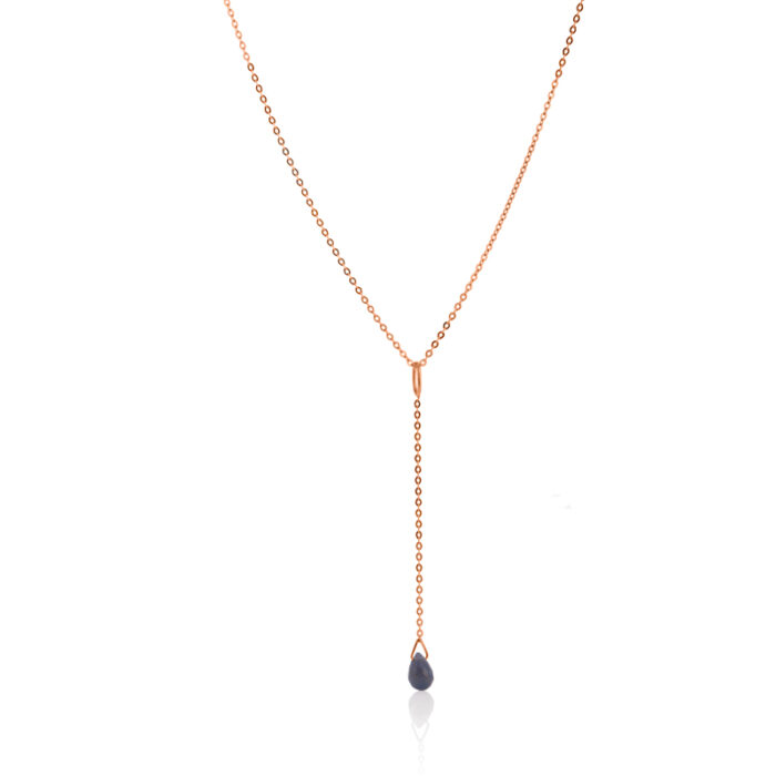 Viseća ogrlica sa plavim safirom, birthstone za septembar