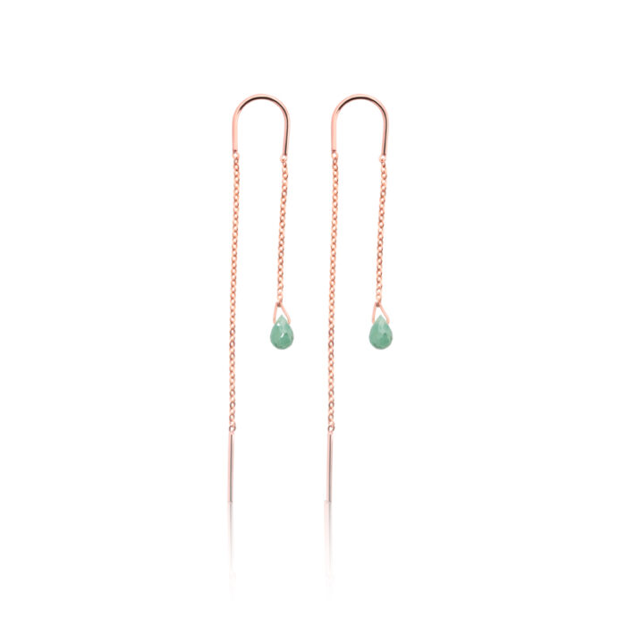 Viseće minđuše sa zambijskim smaragdom, birthstone za maj