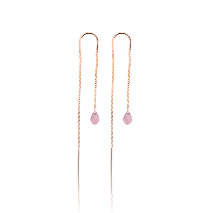 Viseće minđuše sa pink turmalinom, birthstone za oktobar