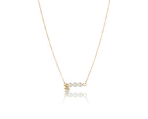 Zlatna ogrlica sa biserima i srcem – 9AM kolekcija