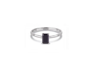 Zlatni prsten sa emerald cut crnim dijamantom - Slika 6
