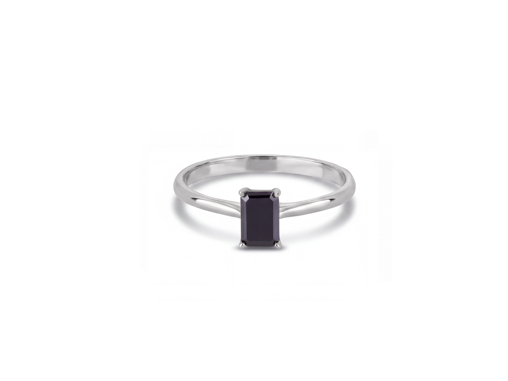 Zlatni prsten sa emerald cut crnim dijamantom - Slika 6