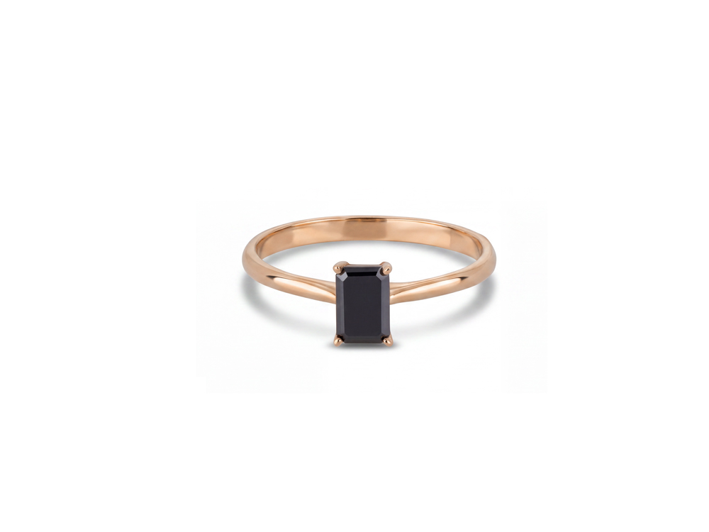 Zlatni prsten sa emerald cut crnim dijamantom - Slika 4