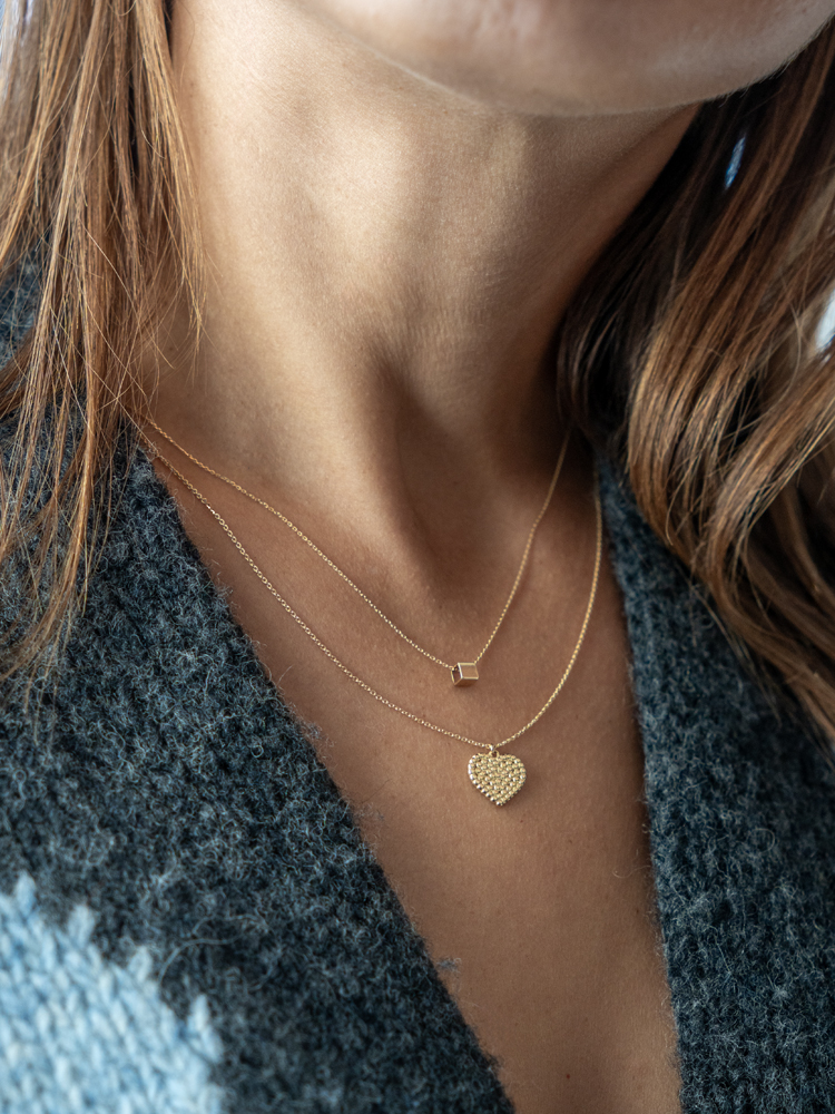 Zlatna 9am ogrlica - Kockica - Slika 2