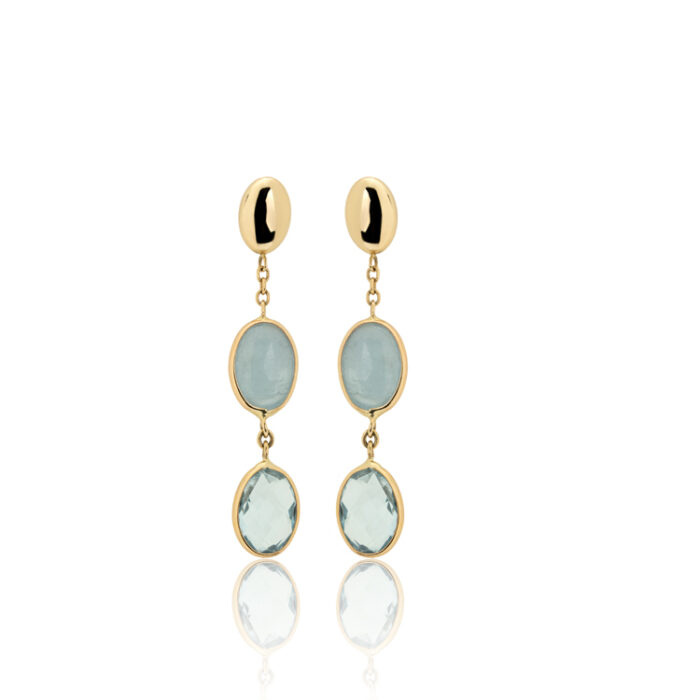 Viseće minđuše sa akvamarinom i plavim topazom