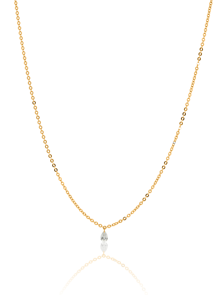 Zlatna ogrlica Floating Diamond, pear shape - Slika 3