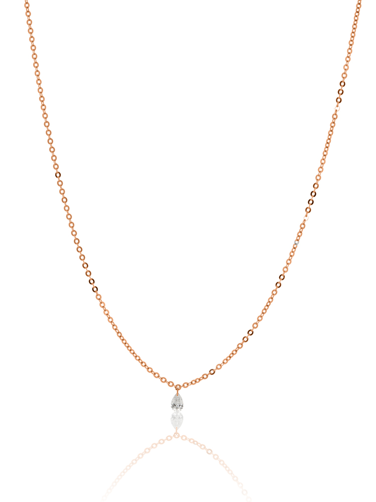 Zlatna ogrlica Floating Diamond, pear shape - Slika 2