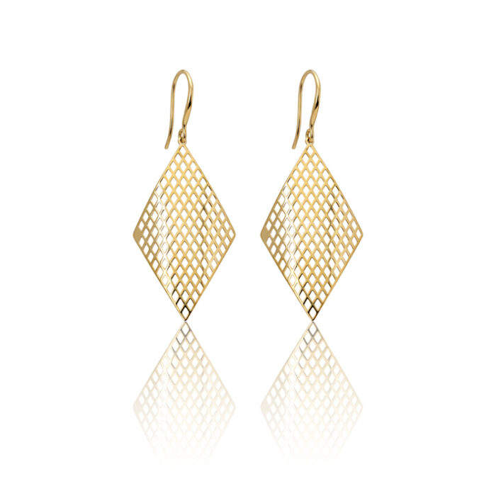 Zlatne 9am viseće minđuše - Zlatni romb