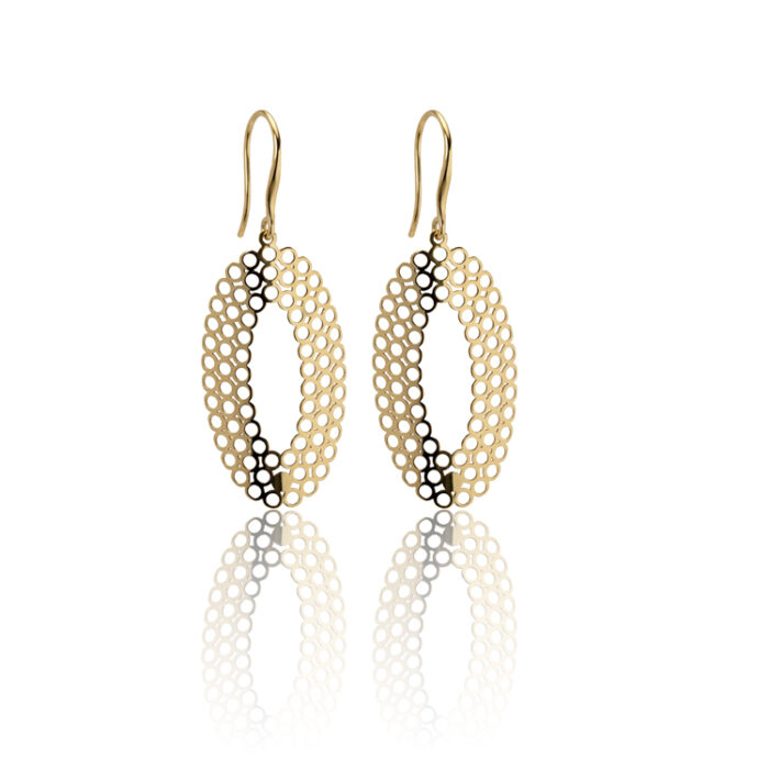 Zlatne 9am viseće minđuše - Ovalna mreža