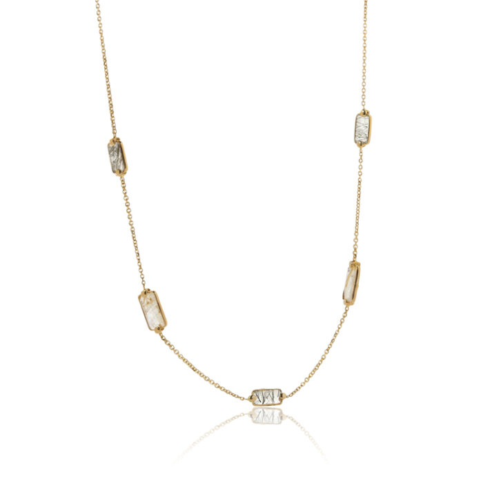 Ogrlica sa crnim i zlatnim rutilisanim kvarcom