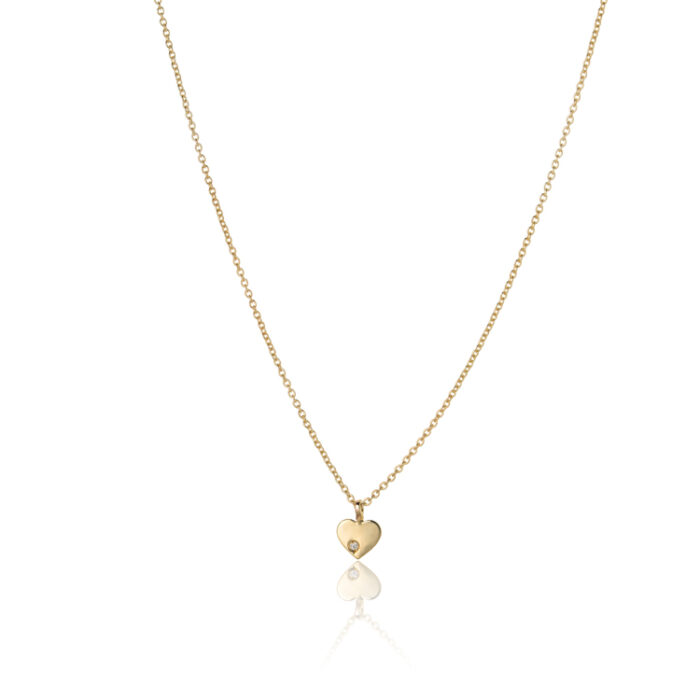 Zlatna  9am ogrlica - Diskretno srce sa dijamantom